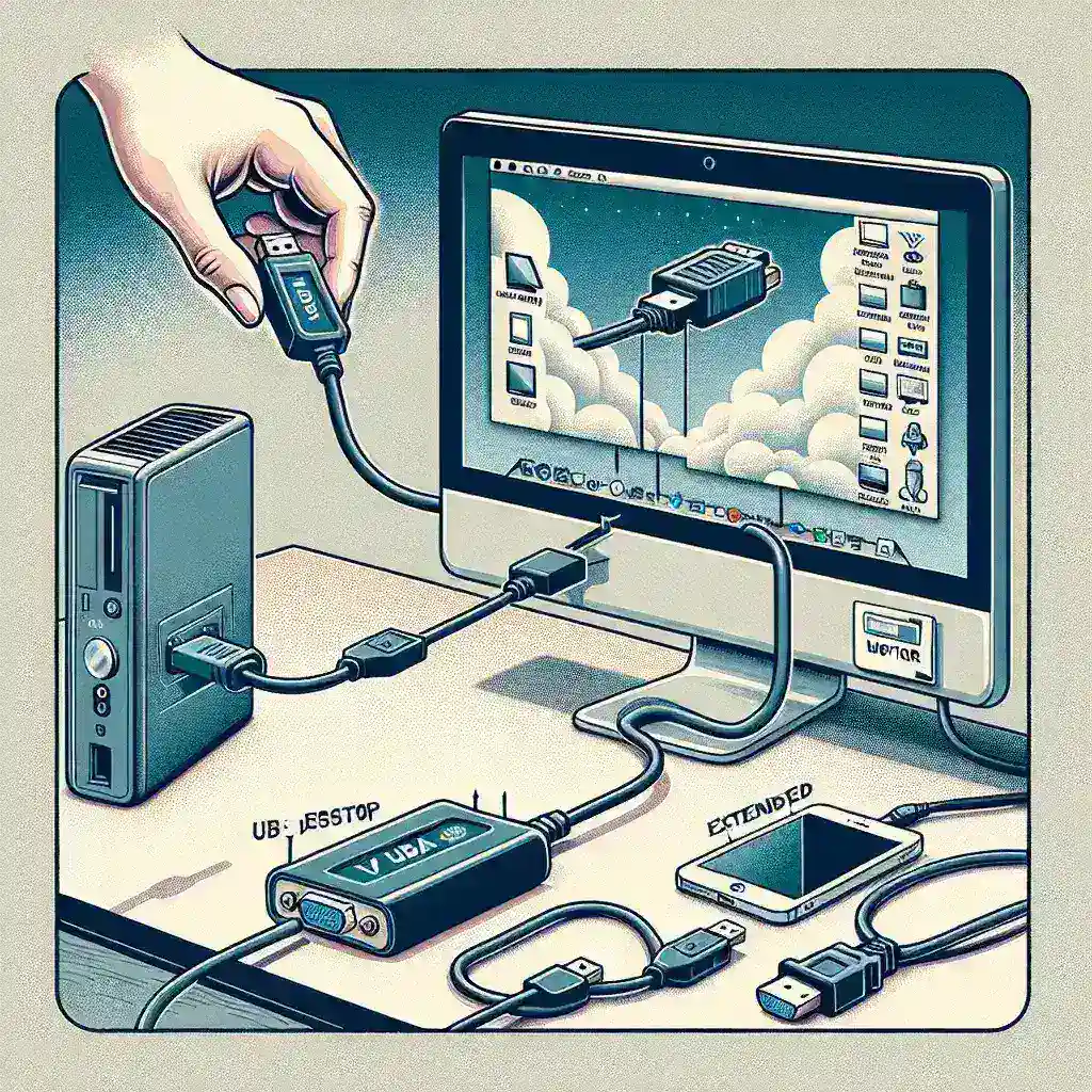 How can I extend my desktop using a USB to VGA adapter?